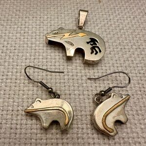 Southwestern sterling and gold accent Bear Jewelry Set
